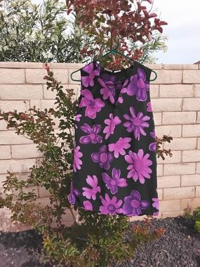 Jaclyn Smith Black Camisole with Purple Floral Print